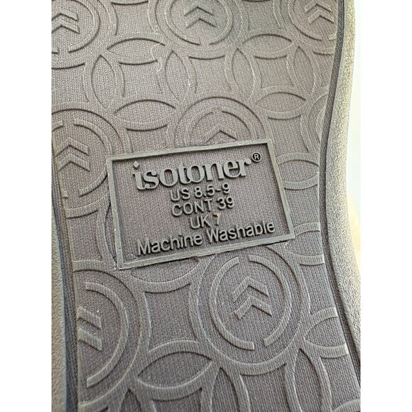 Isotoner Slippers Womens 8.5-9 Red Sparkle Plaid Faux Fur NEW Comfort Sole - Picture 8 of 9